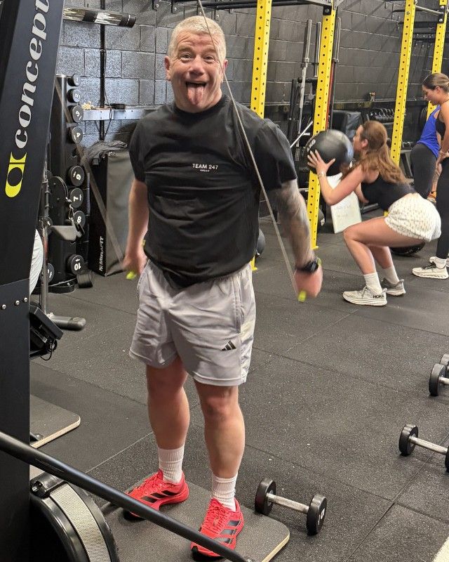 Andy pulling a face mid session on the SkiErg