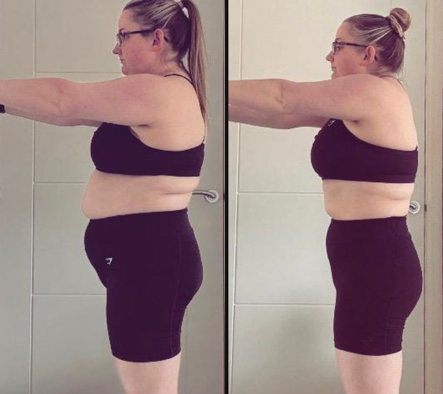 Jenna side on, before and after